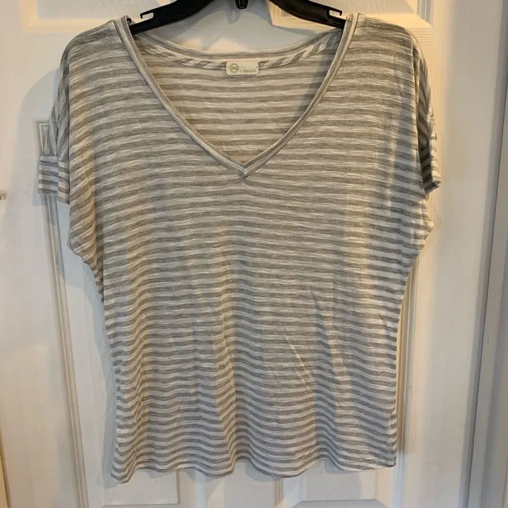 AG Gray and White Striped Tee